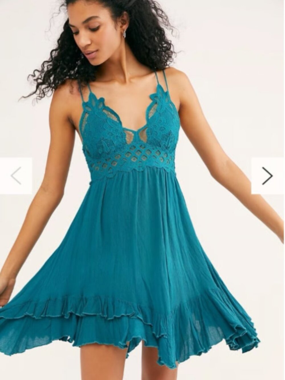 Free People Teal Lace Slip Dress